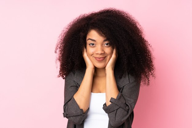 Young woman over frustrated and covering ears