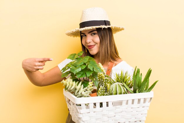 Young woman gardering with plants