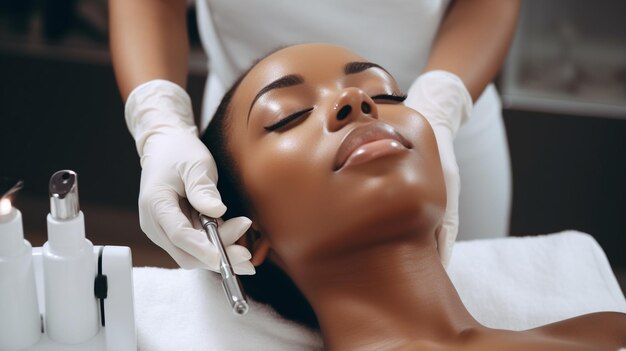 young woman getting facial massage