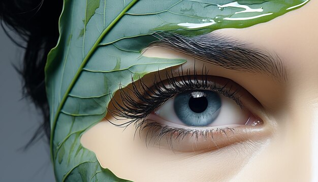 Photo young woman green eye a captivating beauty in nature generated by ai