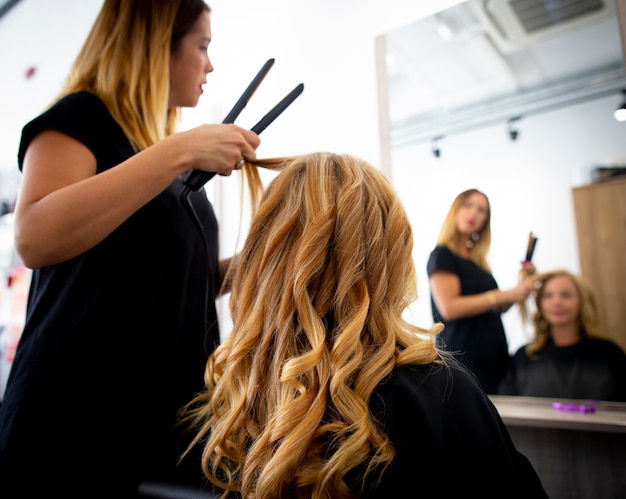 Young woman in hair salon