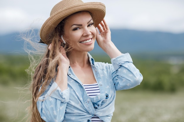 young woman in hat outdoor