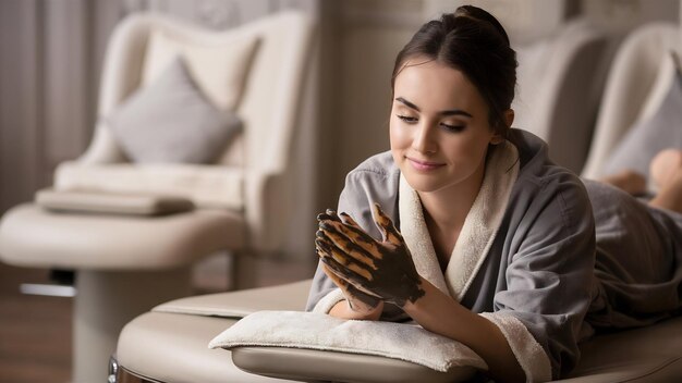 Photo young woman having maderotherapy massage treatment at spa salon