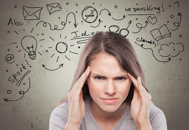 young woman having splitting headache