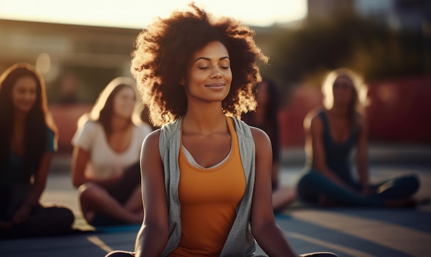 Young woman in her outdoors yoga moment