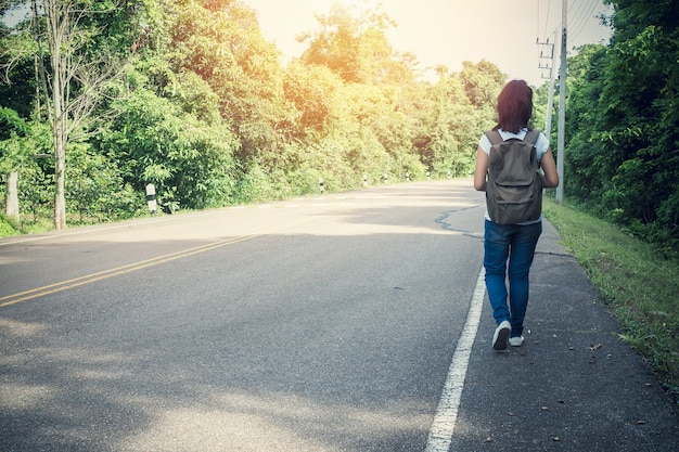 young woman hiking holiday