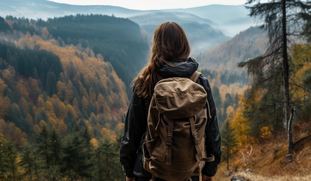 Young woman hiking in the mountains