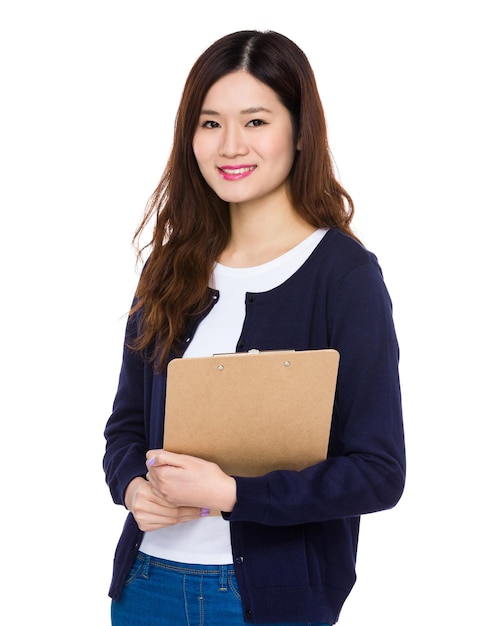 Young Woman hold with clipboard