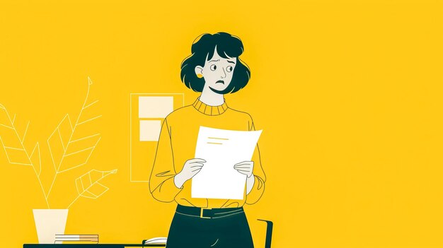 Photo young woman holding a document is feeling stressed and confused