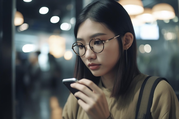 Young woman holding mobile phone