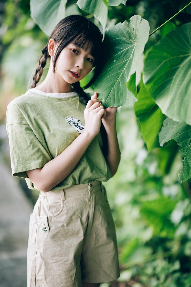 Photo 一名年轻女子拿着一棵植物