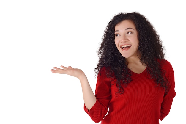 Young woman holding something