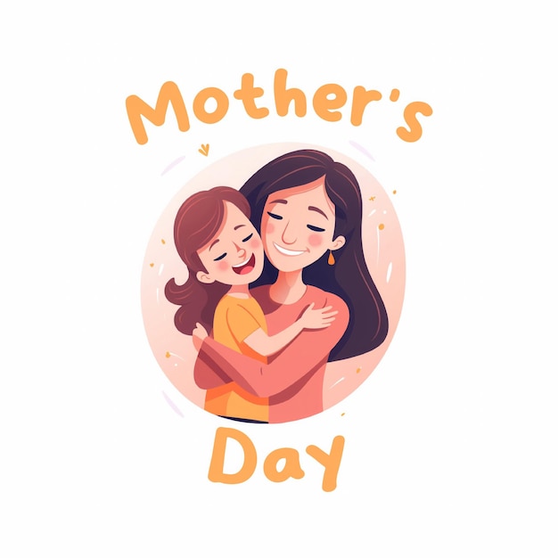 young woman hug her daughter with love mothers day family day concept cartoon illustration 2D
