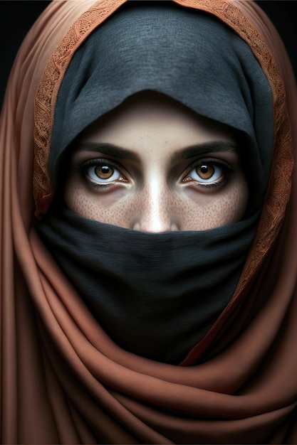 イスラムのニカブ服を着た若い女性