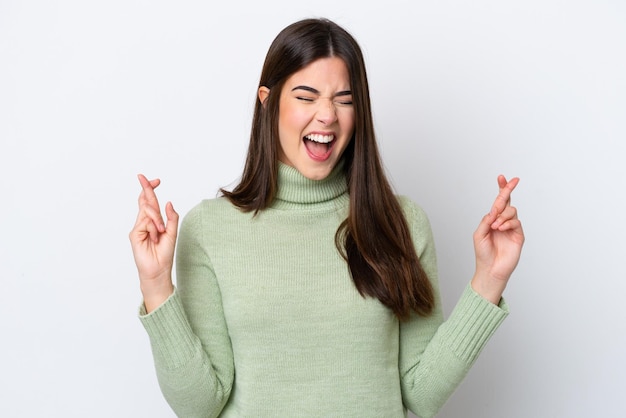 Young woman over isolated background