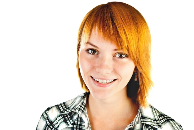 Young woman isolated on a white background