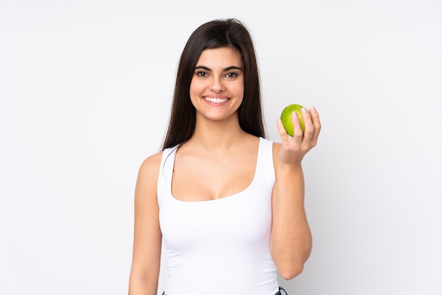 Young woman over isolated white