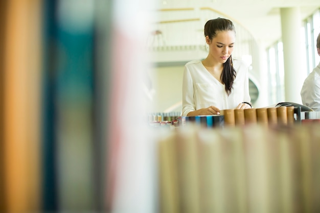 Young woman in the library