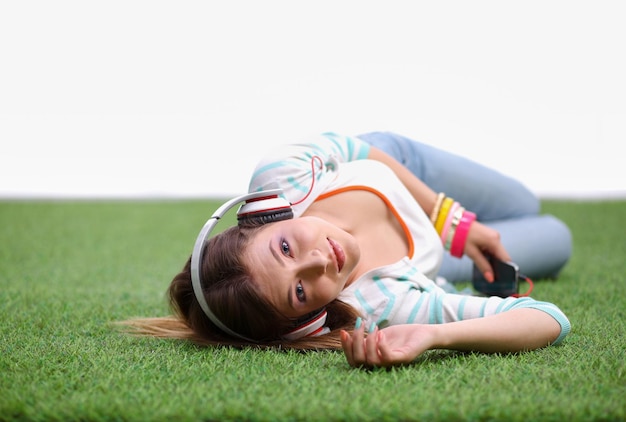 Young woman listening to the music young woman