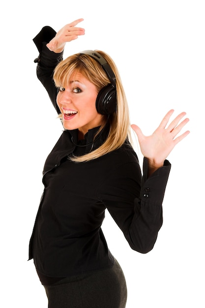 Young woman listening music