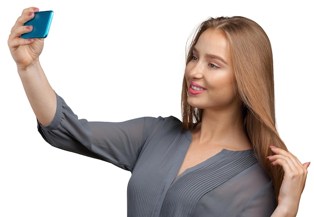  Premium Photo | Young woman making a selfie