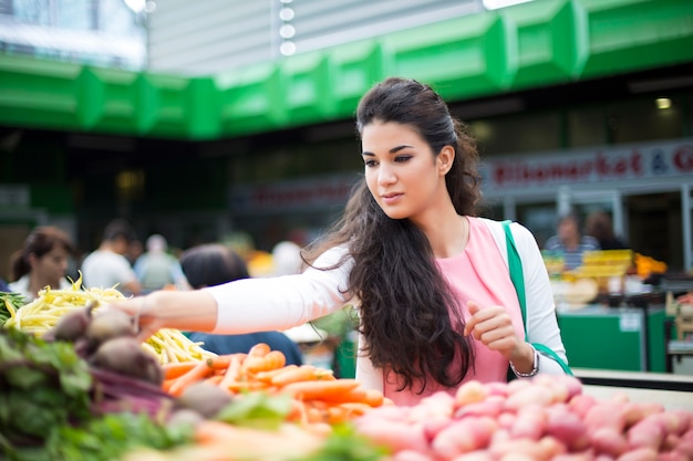 Young woman on the market