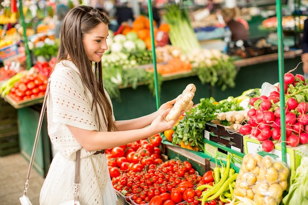 Young woman on the market