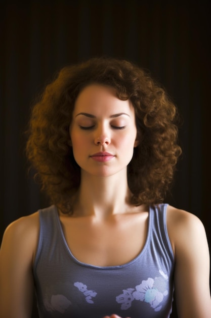 A young woman meditating on a yoga mat