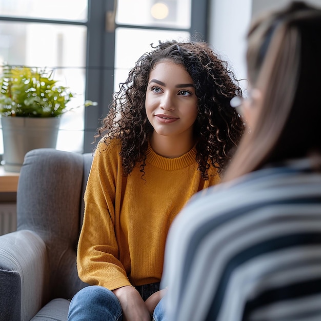 Photo young woman in mental therapy session