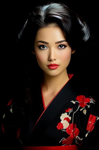 Фото Молодая женщина азиатской внешности позирует перед камерой