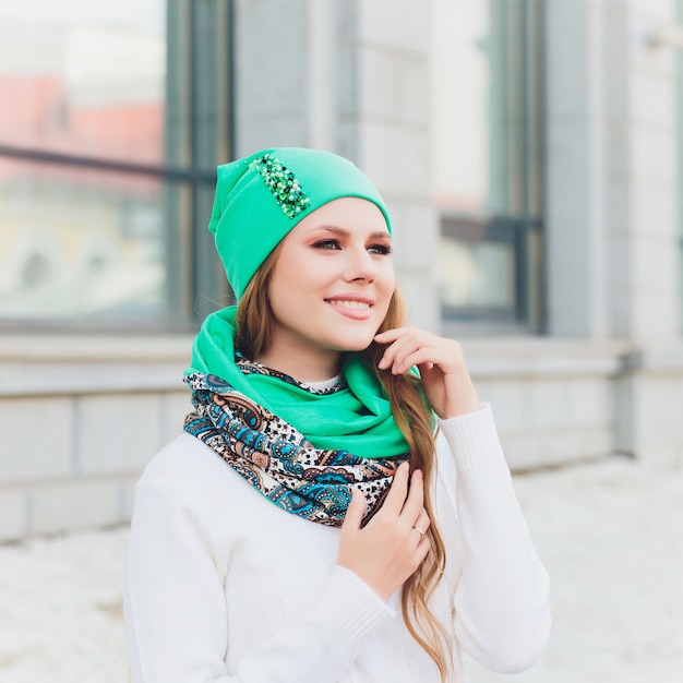 Young woman outdoor portrait with hat