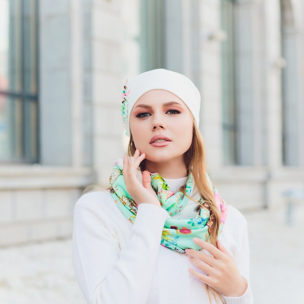 Young woman outdoor portrait with hat