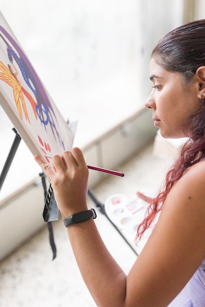 Young woman painting