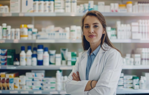 薬局の若い女性薬剤師 AI生成