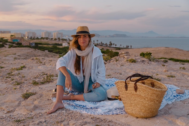 Young woman picnic on her vacation trip