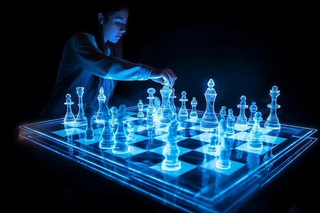 Futuristic Cyber Chess Holographic Pieces AI Stock Illustration -  Illustration of capabilities, board: 281330419