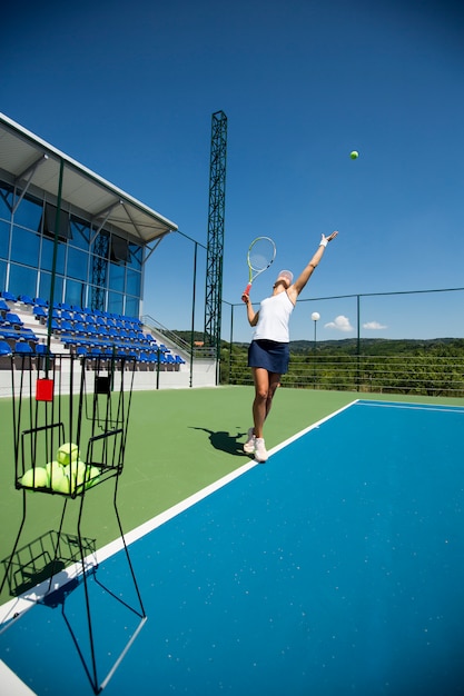 Young woman playing tennis