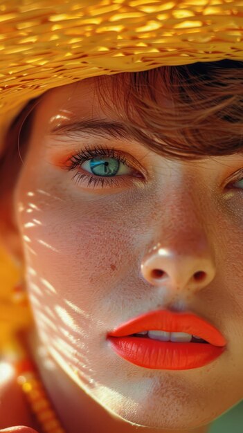 Young woman portrait in 70s fashion style