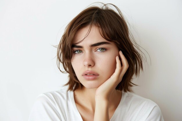 A young woman portrays a surprised expression on her face displaying a mix of shock and awe in a candid portrait