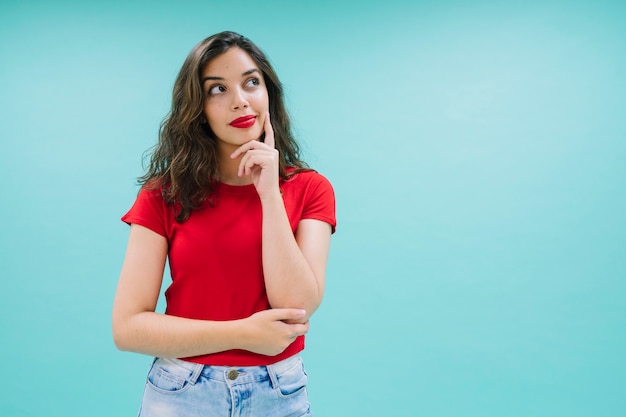 Young woman posing and imaging