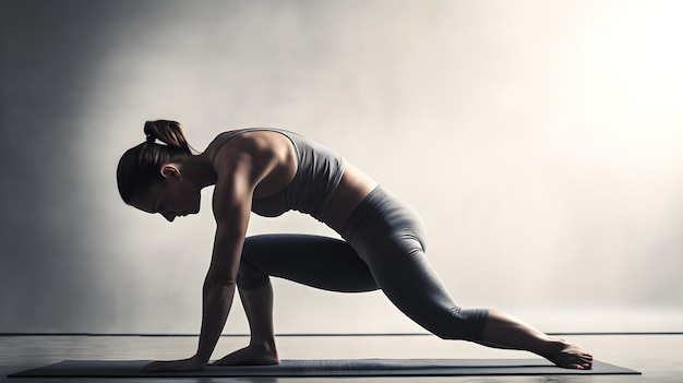 A young woman practicing yoga