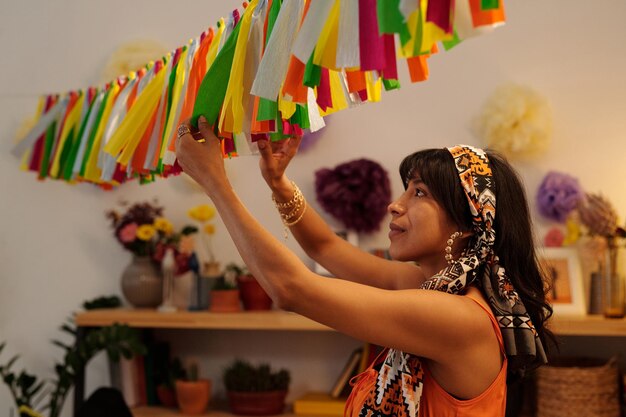 Young woman preparing for celebration