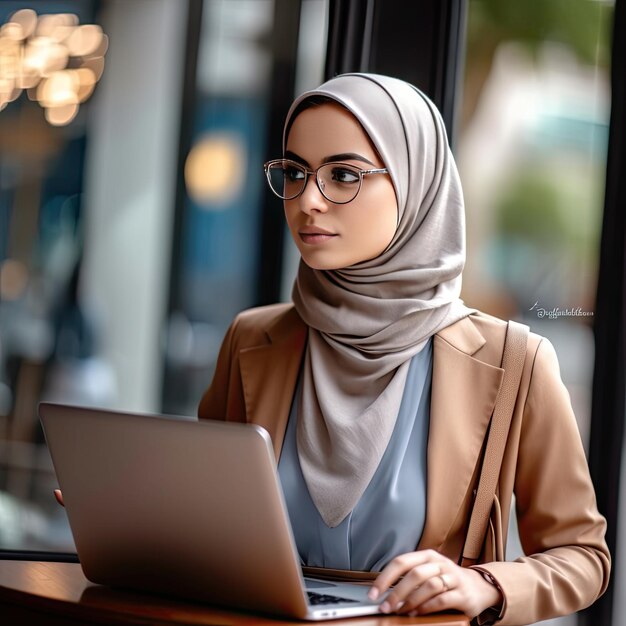 Photo young woman in professional attire using laptop and smartphone for business communication