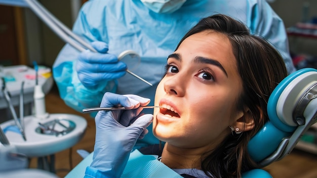 Young woman receiving dental checkup