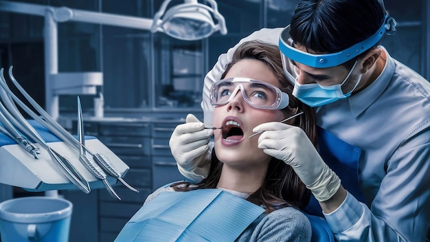 Young woman receiving dental checkup