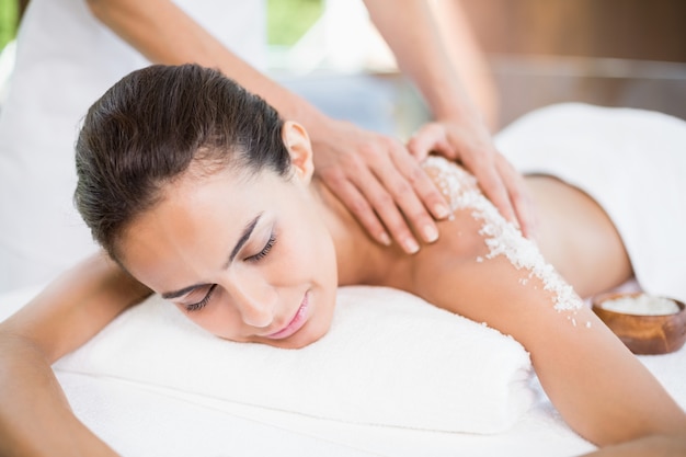 Young woman receiving spa treatment