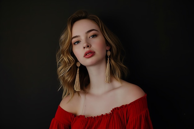 Young Woman in Red Top with Tassel