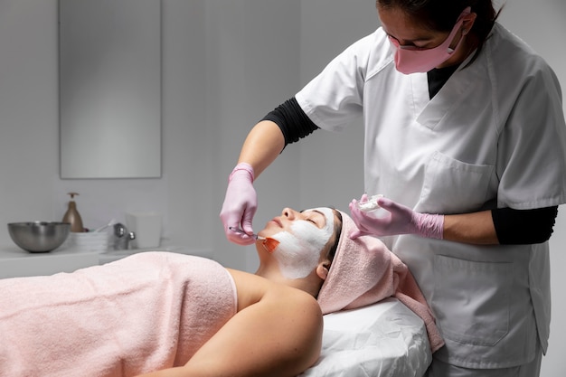 Young woman relaxing at a beauty salon