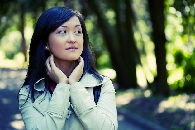 Young woman relaxing at park