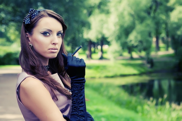 Young woman relaxing at park